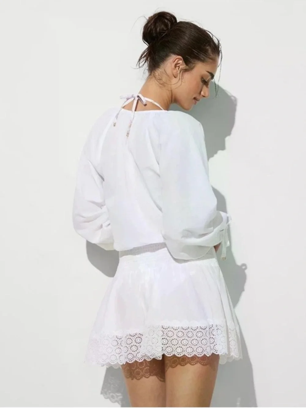 Victoria's Secret Beachwear Linen Lace-Trim Dress